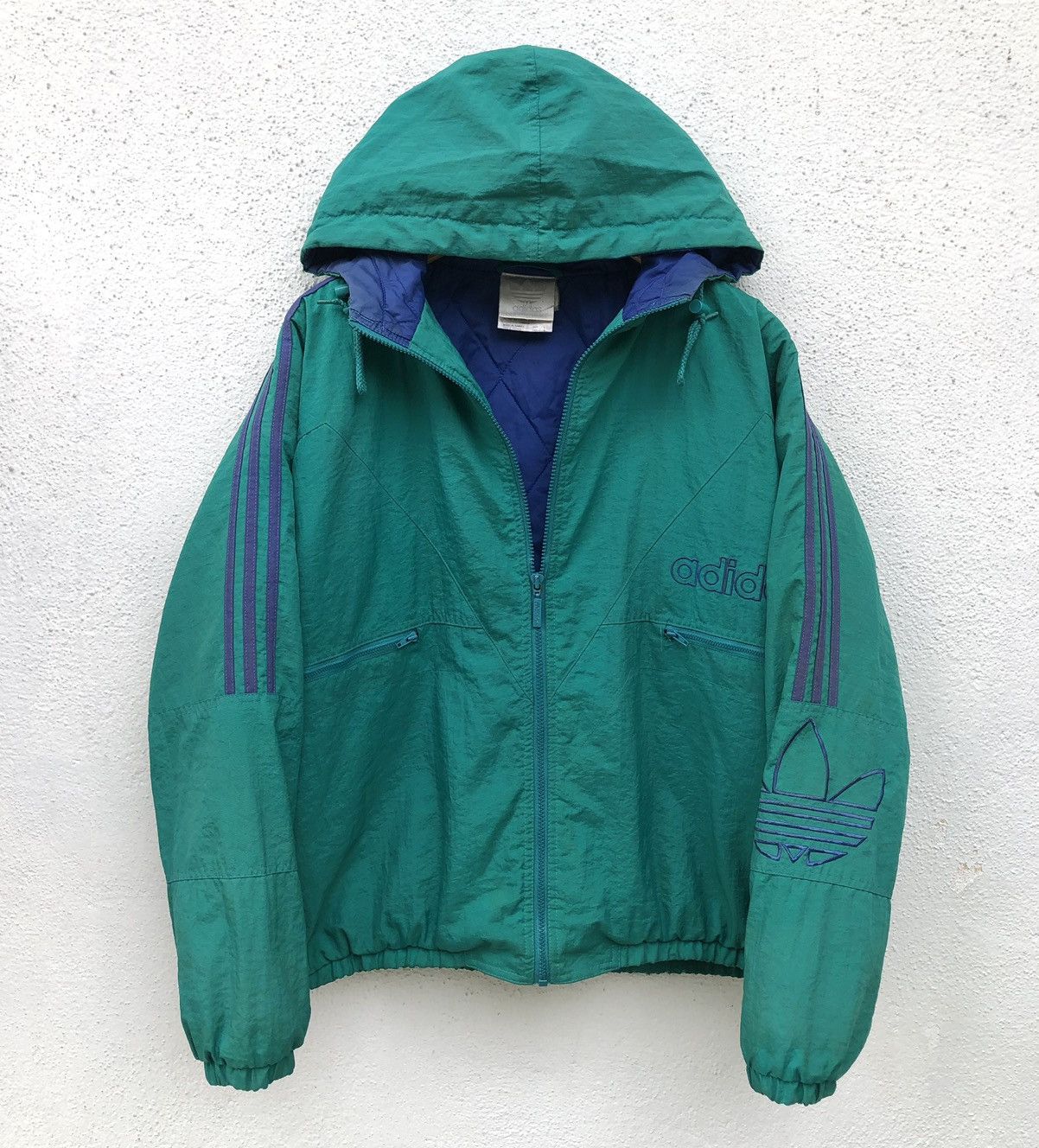 Adidas Vintage Rare/80s Adidas Big Logo Embroidered Nylon Jacket Size US L / EU 52-54 / 3 - 1 Thumbnail