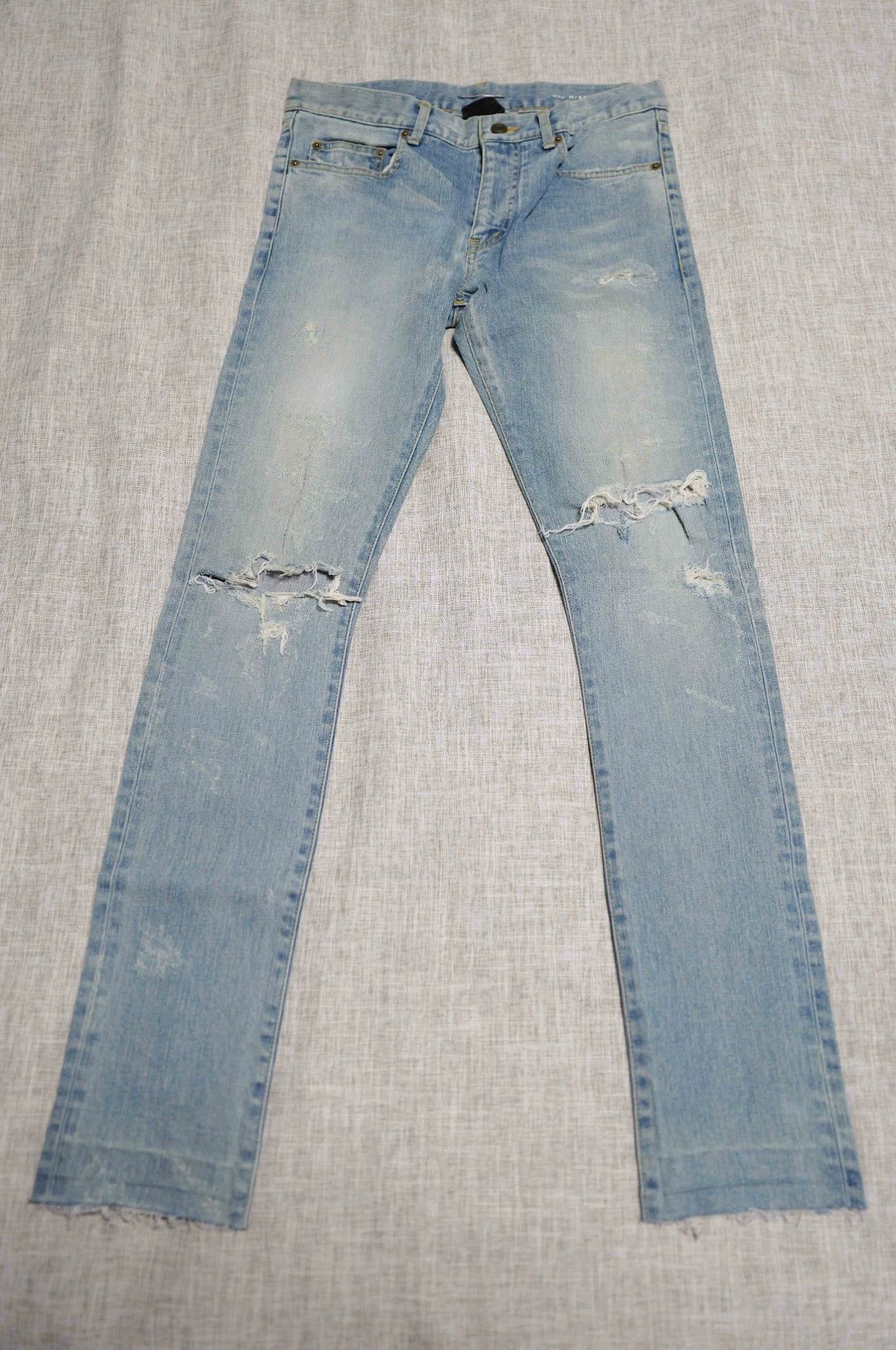 Saint Laurent Paris SLP 14AW Blue Washed Distressed Ripped Jeans 30 Size US 30 / EU 46 - 1 Thumbnail