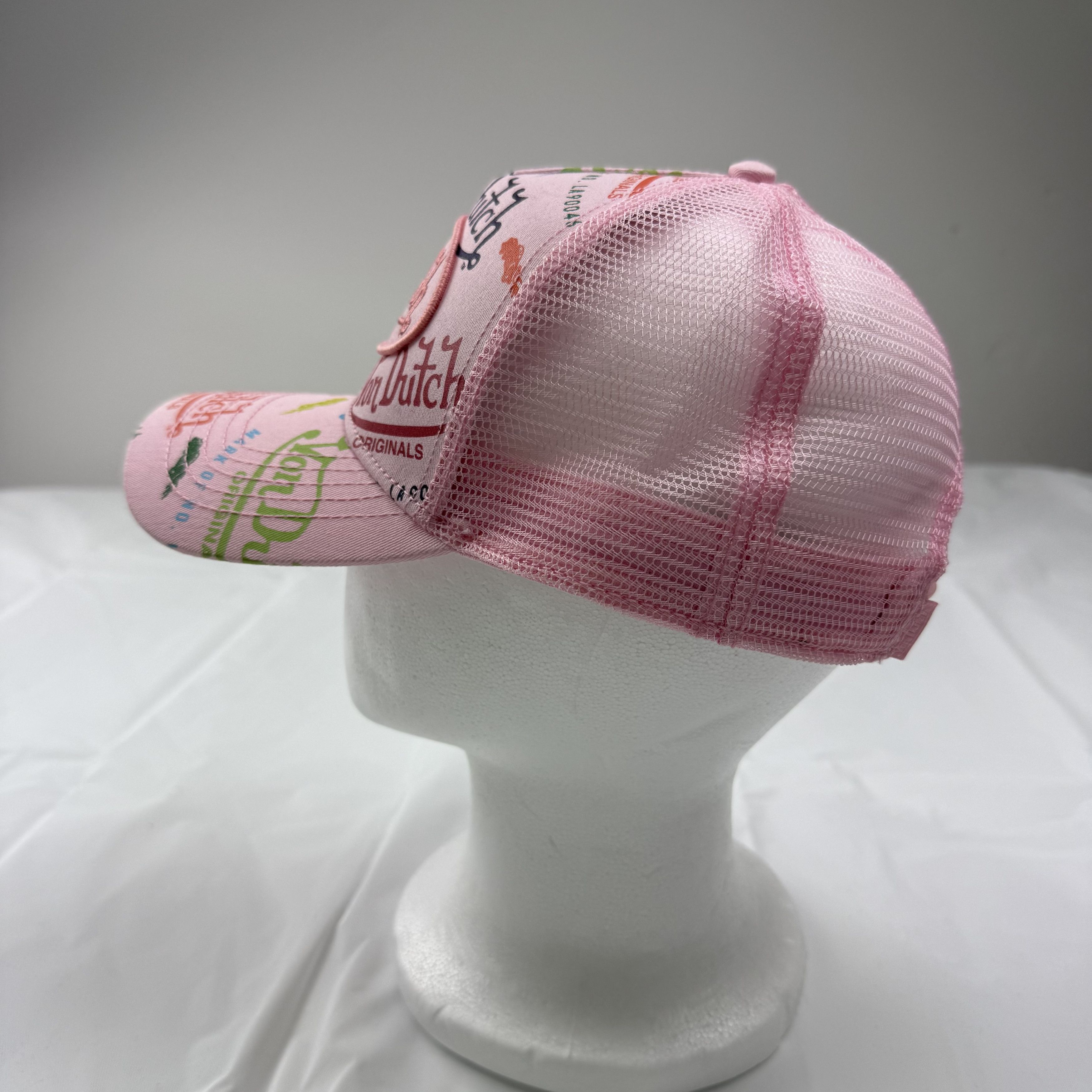 Von Dutch Von Dutch Pink Print Trucker Hat Snapback Y2K Retro Cap Size ONE SIZE - 5 Thumbnail