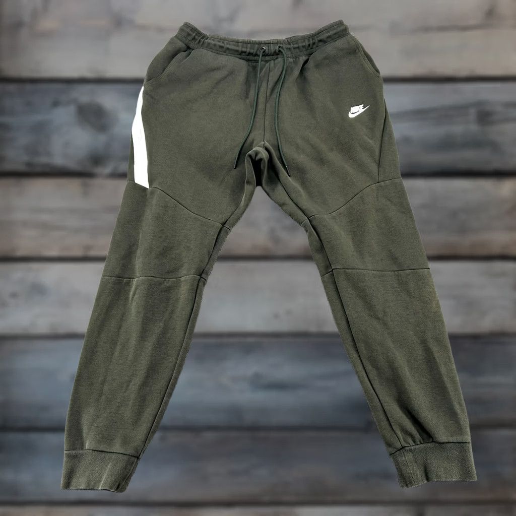 Nike Nike Fleece Pants Men's L Green Jogger Sweat Solid Drawstring Tech Size US 33 - 1 Thumbnail