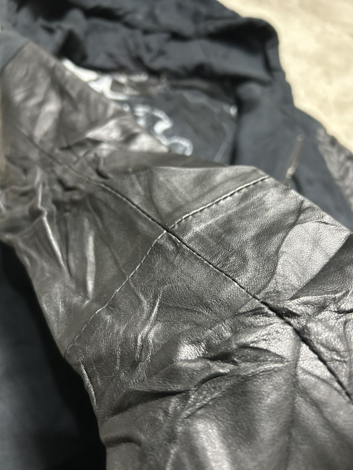 Diesel Vintage Diesel Black Leather Sleeve Hoodie Size S / US 4 / IT 40 - 7 Thumbnail