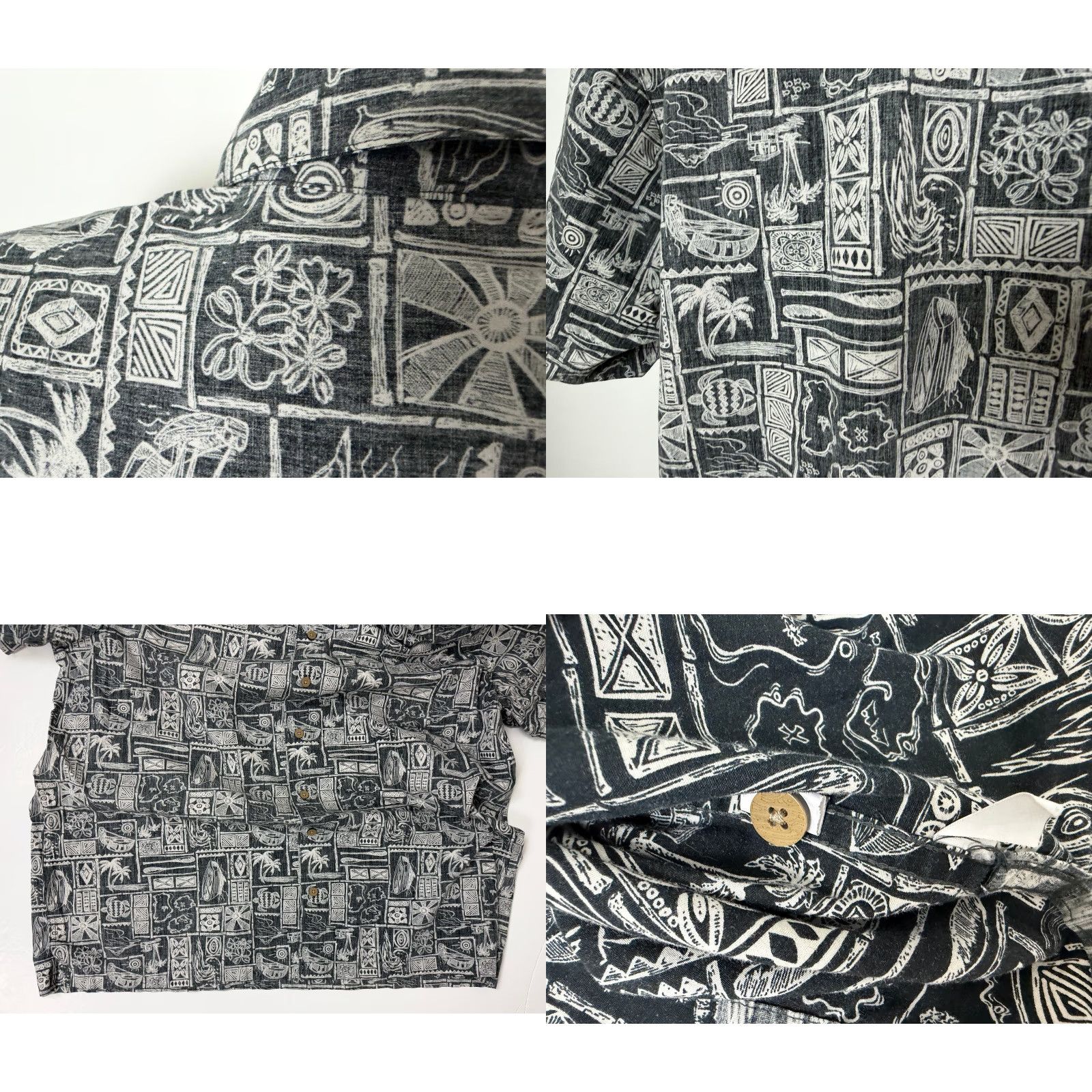 Vintage VINTAGE Falls Creek Hawaiian Shirt 2XL Button-Up Short Sleeve Cotton Geometric Tribal Black 90s Beach Hawaiian Mens Shirt Size US XXL / EU 58 / 5 - 8 Thumbnail