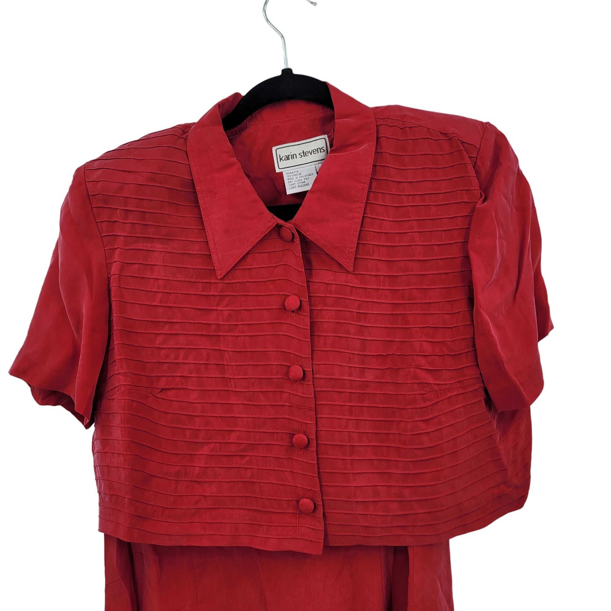 Vintage Karin Stevens Red Sleeveless Modest Maxi Dress 16 2pc Set Pl Size XXL / US 16-18 / IT 52-54 - 6 Thumbnail