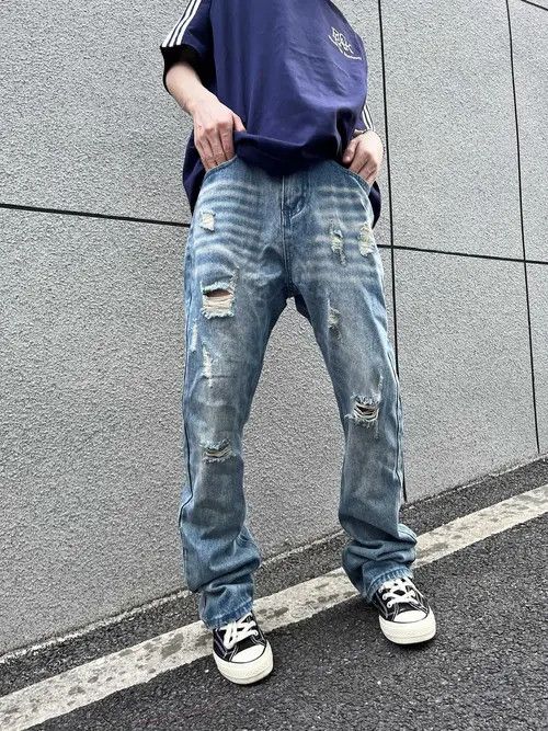 Other Yuuko x Ema Blue Distressed Stacked Denim Jeans Size US 32 / EU 48 - 8 Thumbnail