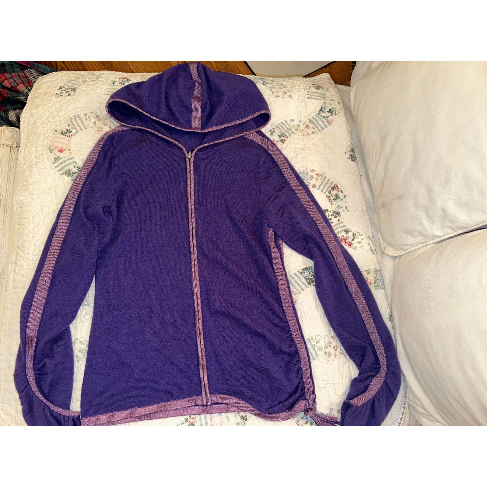 Vintage VINTAGE PURPLE CASHMERE SWEATER SET HOODIE + LAVENDER TANK Size S / US 4 / IT 40 - 12 Thumbnail