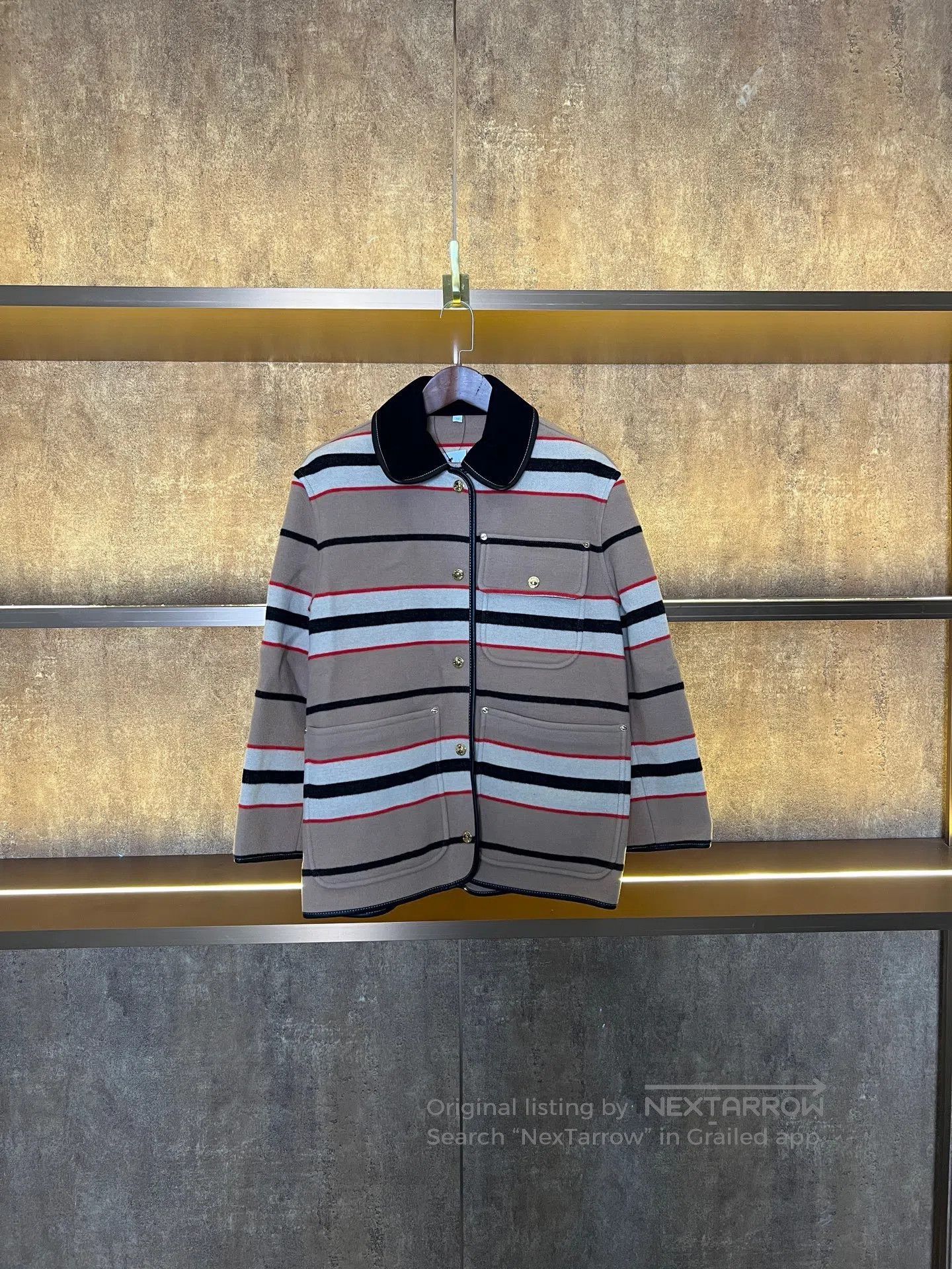 Burberry Burberry Striped Wool Overcoat| Size S / US 4 / IT 40 - 1 Thumbnail