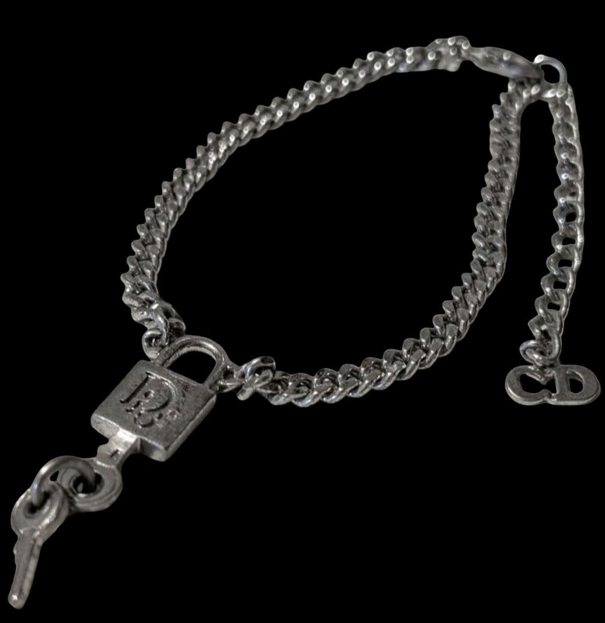 Dior Christian Dior Archival Silver Lock&Key Curb Chain Bracelet Size ONE SIZE - 1 Thumbnail