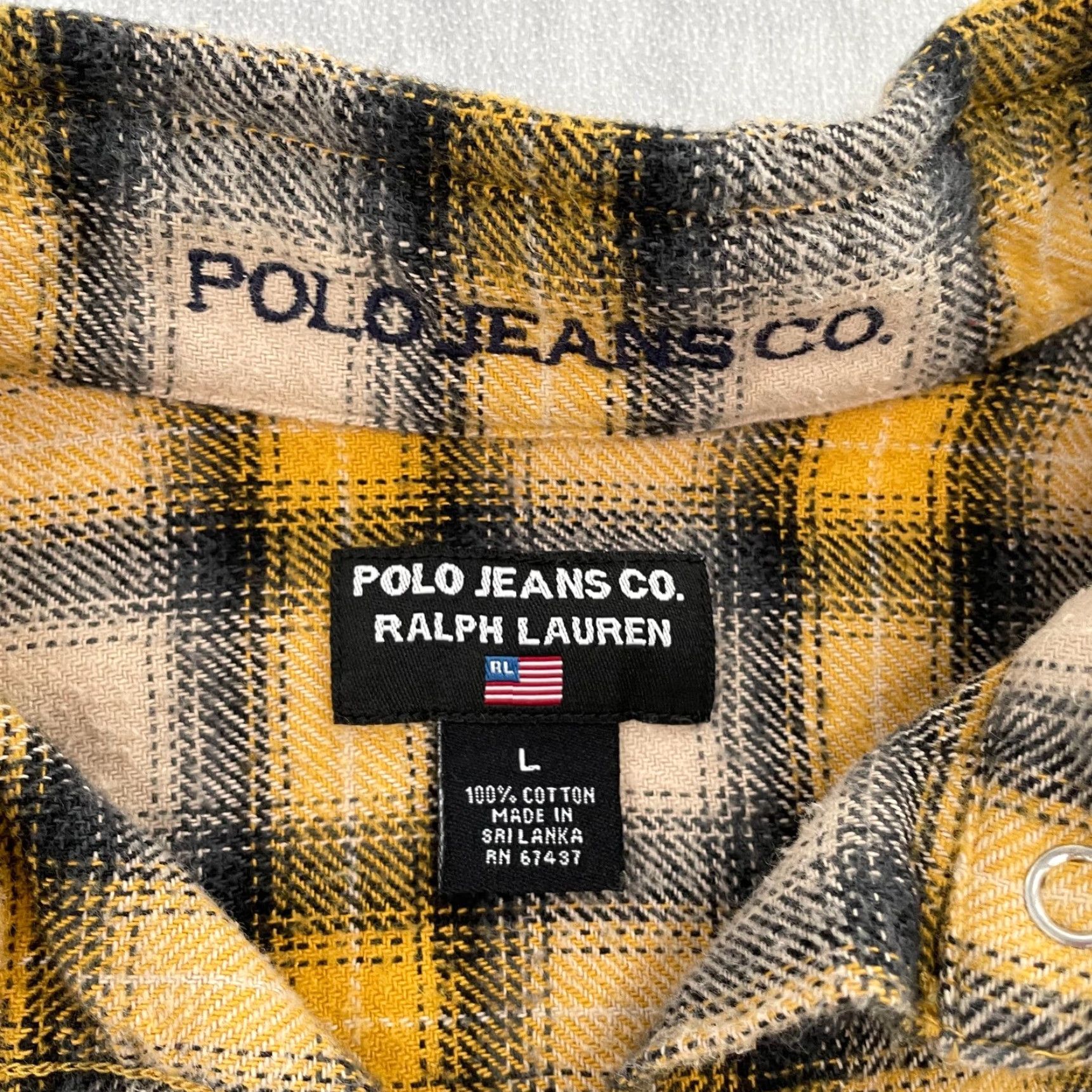 Ralph Lauren VINTAGE Ralph Lauren Polo Jeans Co. Flannel Plaid Shirt Adult Large Yellow Men L Size US L / EU 52-54 / 3 - 6 Thumbnail