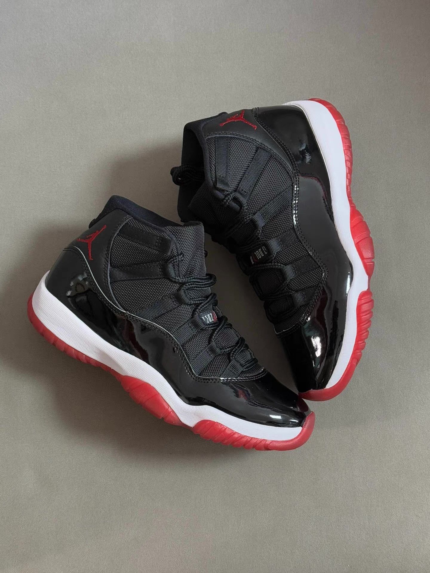 Nike Air Jordan 11 Playoffs Black Red patent leather Ｑ20 Size US 7.5 / EU 40-41 - 1 Thumbnail