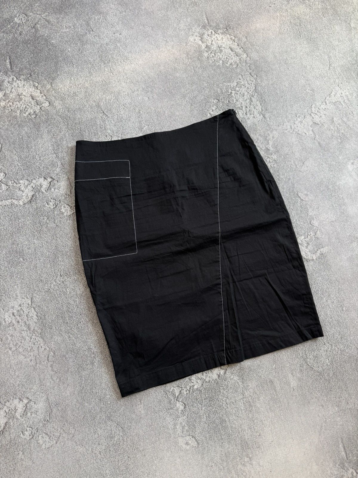 Sarah Pacini Sarah Pacini Black Skirt Italy Asymmetrical Stitch Zip Sz 1 Size 25" / US 0 / IT 36 - 2 Thumbnail