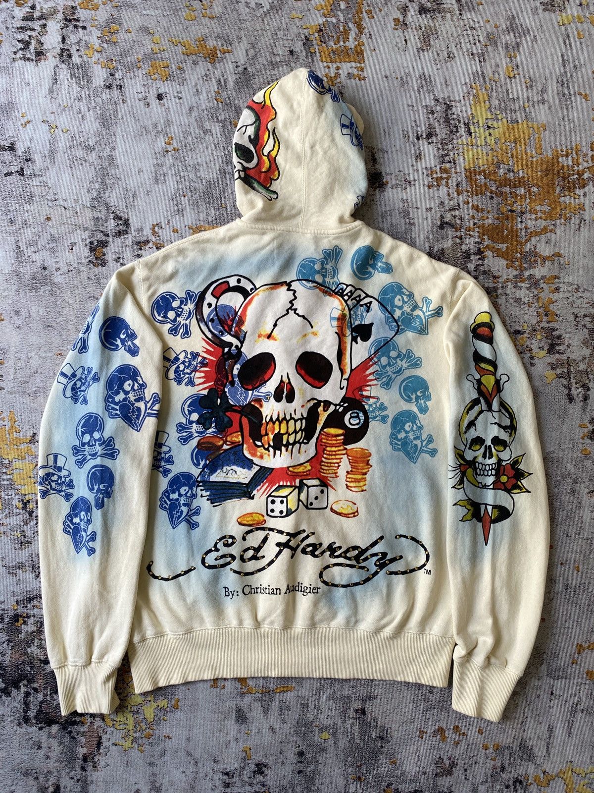 Ed Hardy 2000s Ed Hardy By Christian Audigier Destroyed Tattoo Hoodie Size US XL / EU 56 / 4 - 22 Thumbnail
