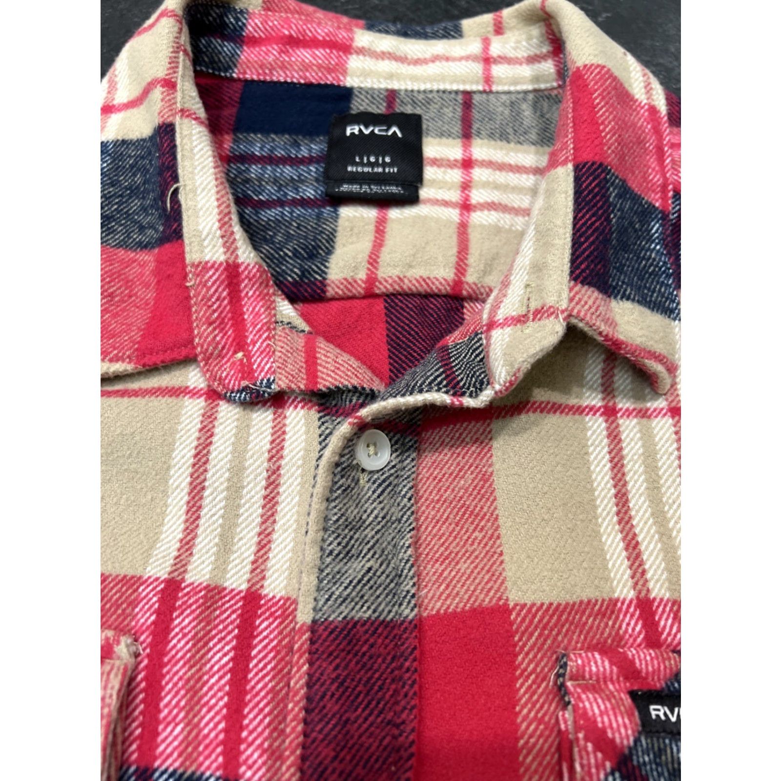 RVCA VINTAGE RVCA Shirt Mens Large Casual Flannel Button-Up Long Sleeve Plaid Cotton Fall Winter Men Size US L / EU 52-54 / 3 - 6 Thumbnail