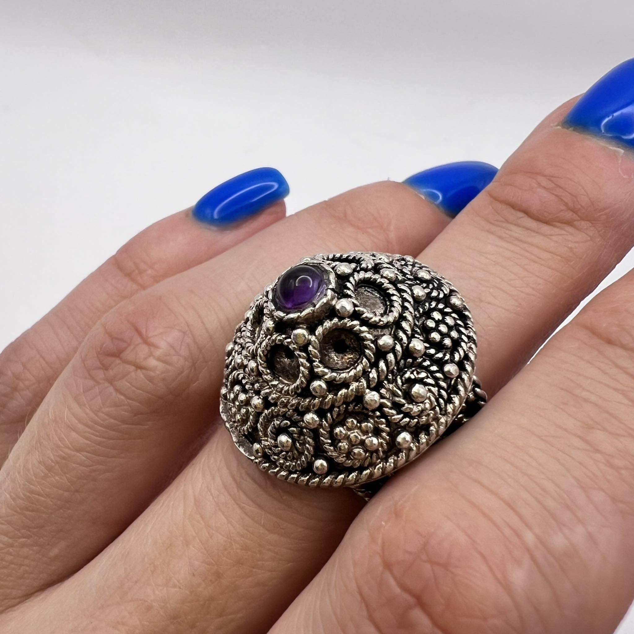 Vintage Vintage Sterling Silver 925 Ring Signed 12 gr Size 8.5 Size ONE SIZE - 6 Thumbnail