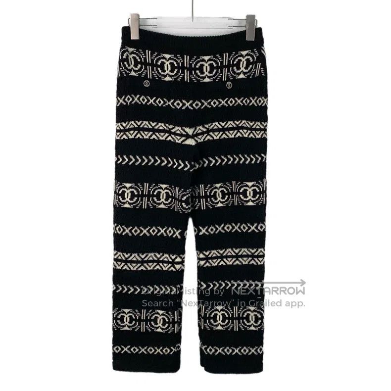 Chanel Chanel Black logo inlaid full-print knitted casual trouser Size 24" / US 00 / IT 34 - 1 Thumbnail
