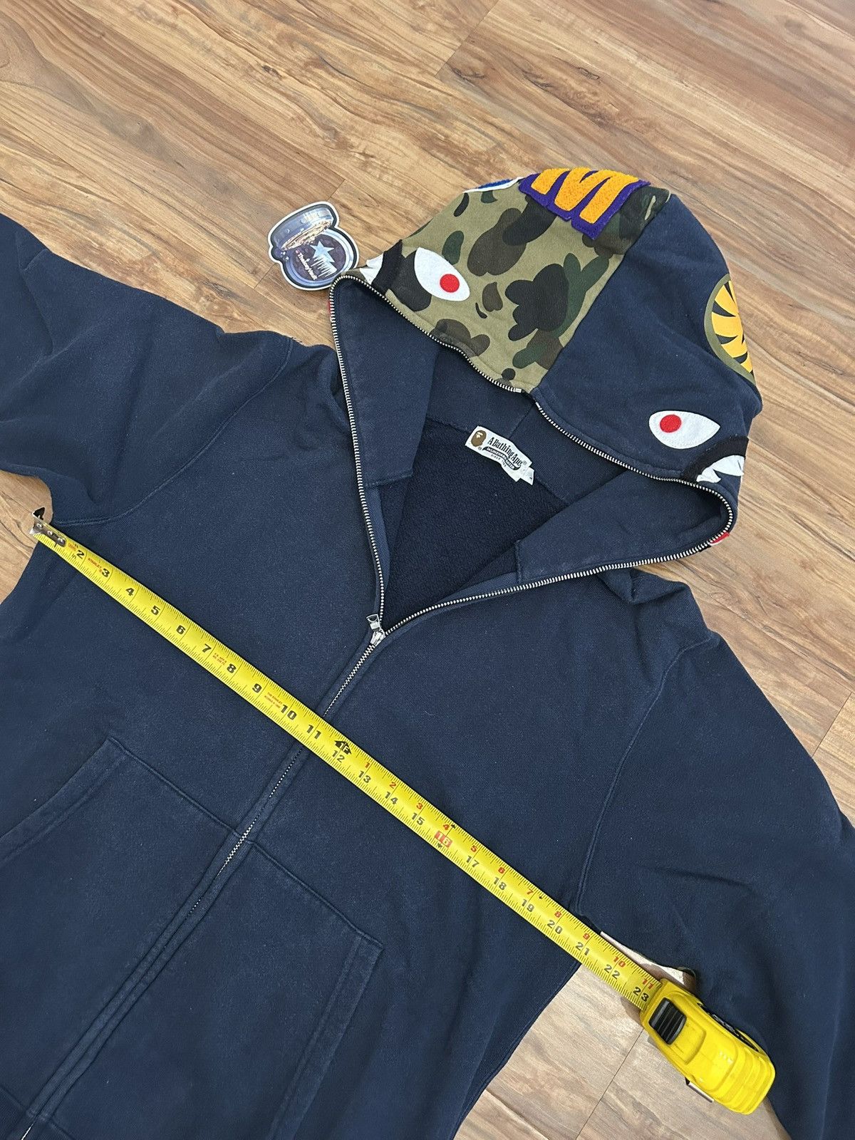 Bape OG Bape Navy/Green Camo Shark Full Zip Hoodie Size US L / EU 52-54 / 3 - 12 Thumbnail