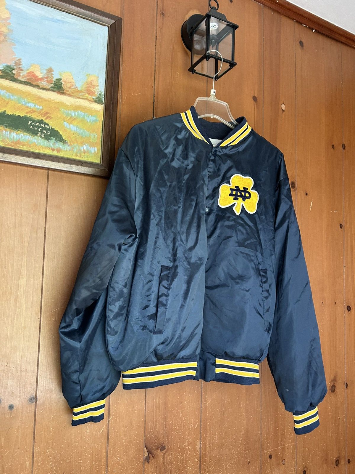 Other Vintage Notre Dame Locker Spell Out Satin Bomber Jacket - XL Size US XL / EU 56 / 4 - 3 Thumbnail