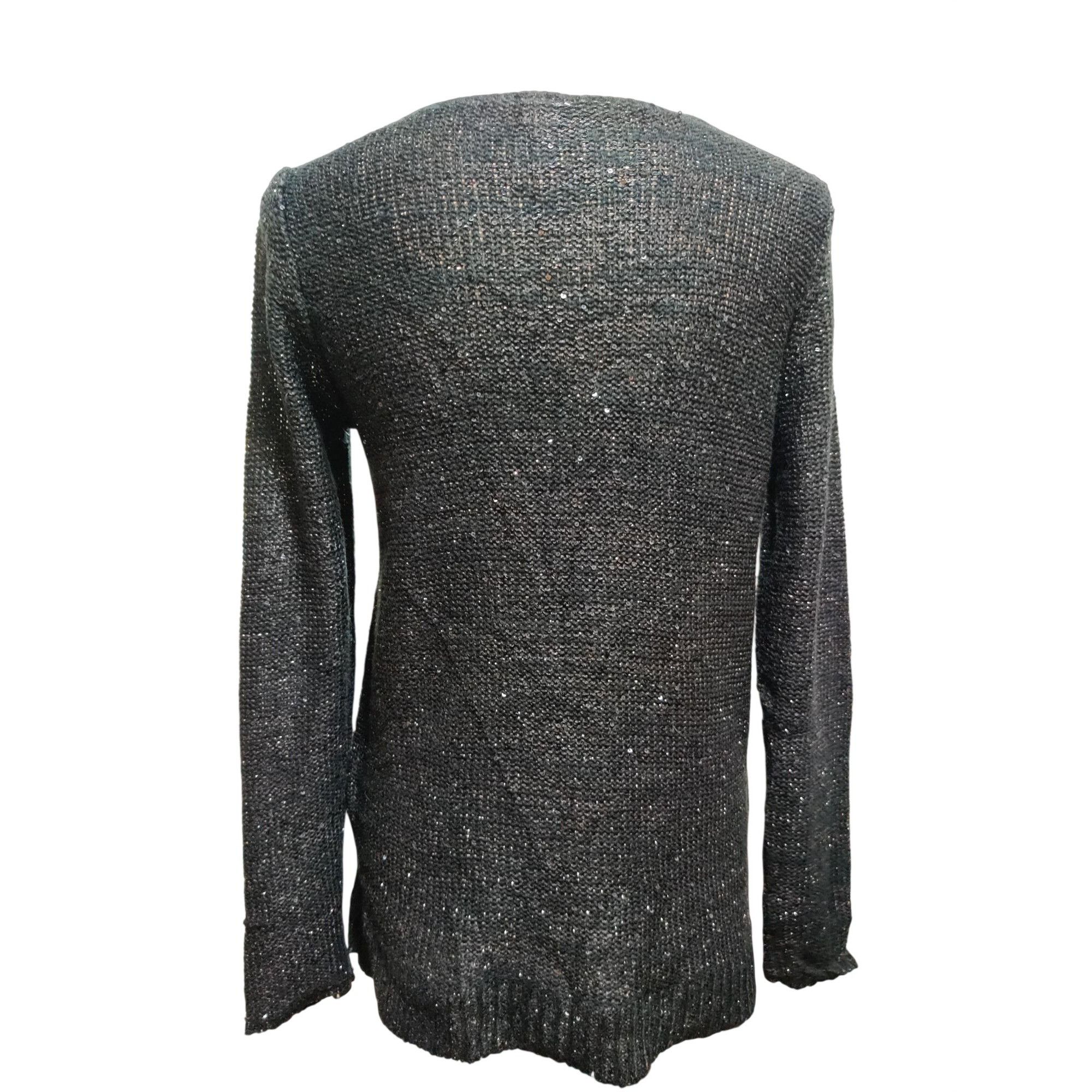 Faded Glory Black Sequin Knit Tunic Sweater Size M Sheer Hem Goth Glam S Size M / US 6-8 / IT 42-44 - 3 Thumbnail