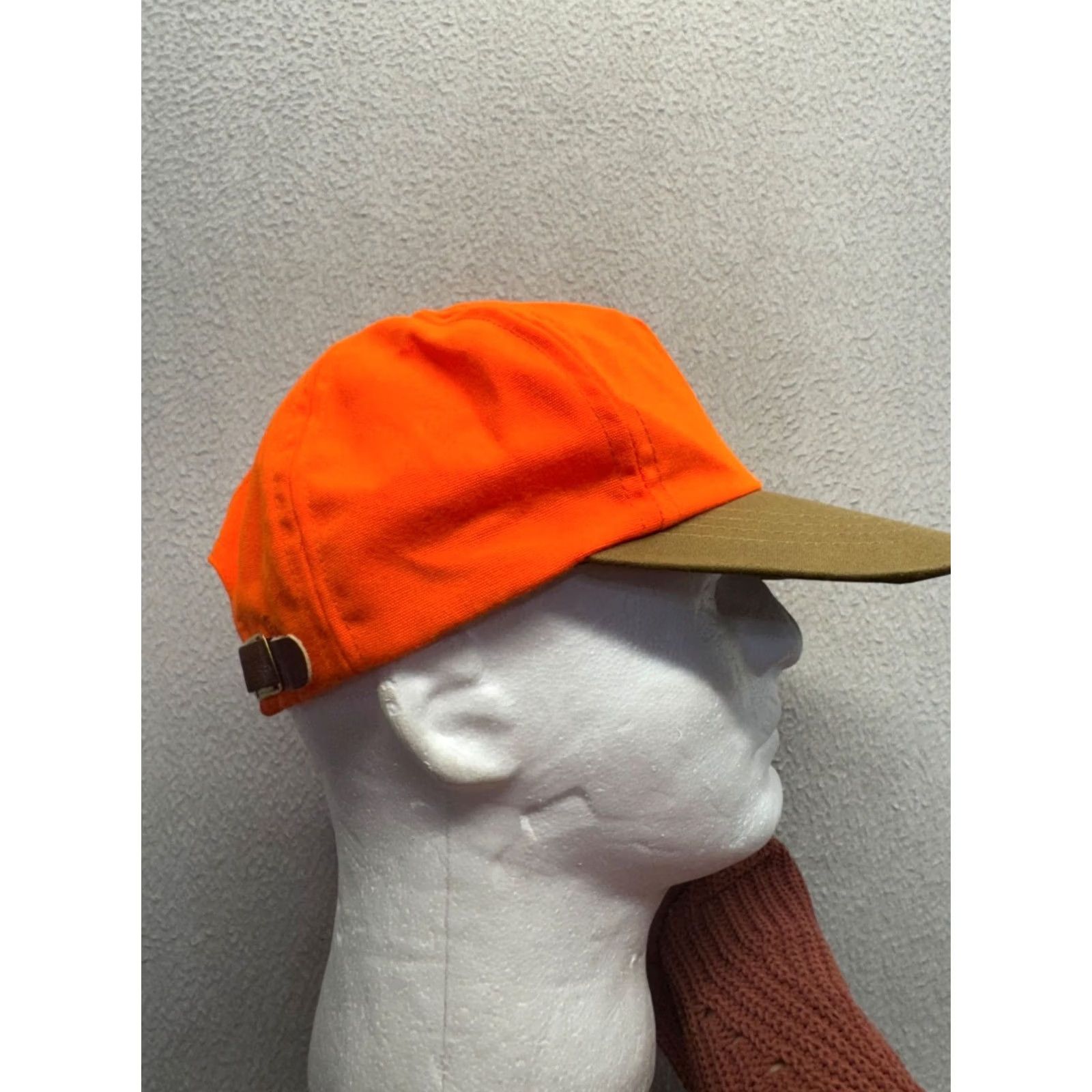 Filson Filson Blaze Orange & Tan Adjustable Outdoor Cap Mens One Size Orange Leather Canvas Baseball Cap Brand, 67B Size 44L - 4 Thumbnail