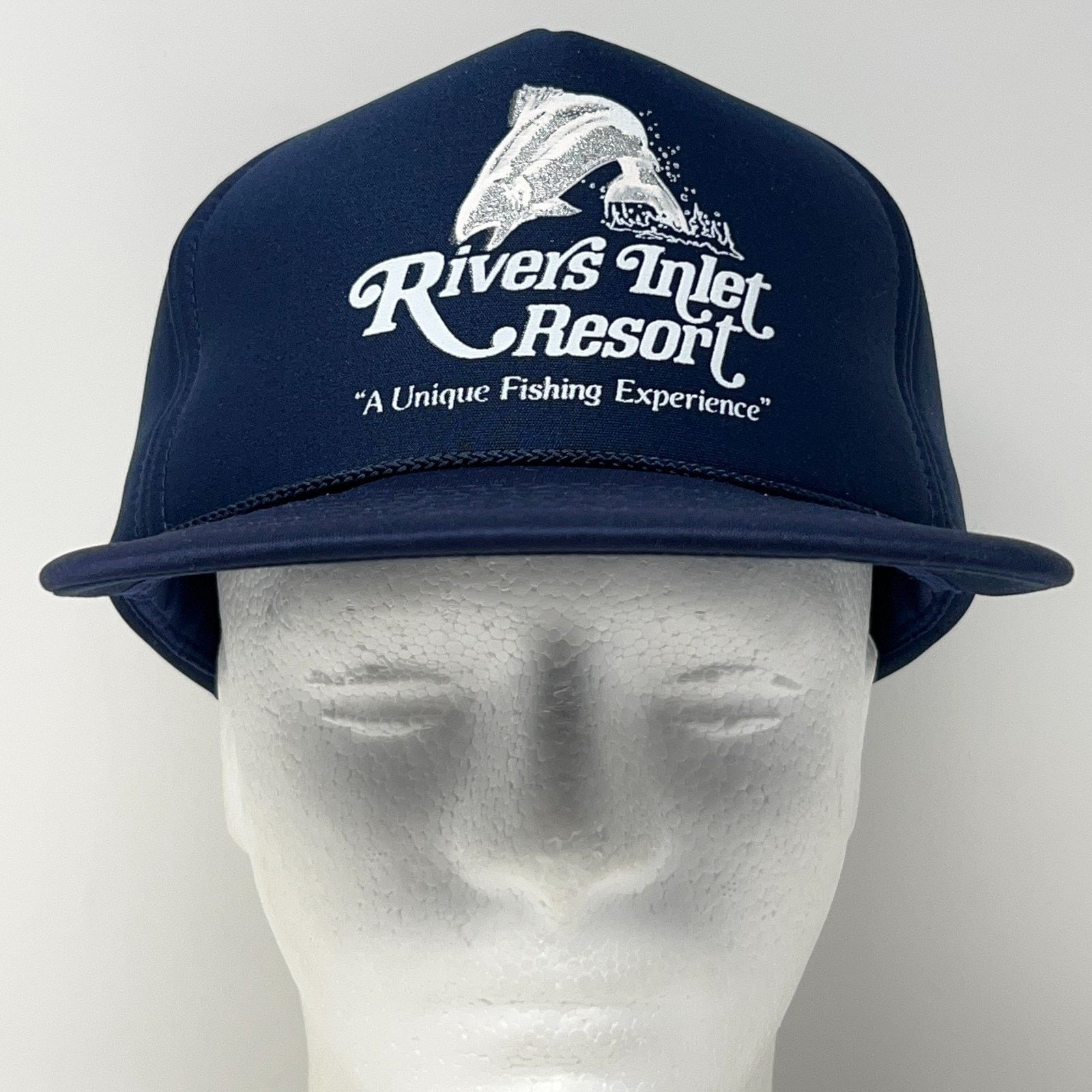 Vintage Vintage Rivers Inlet Resort Hat Baseball Cap Fishing Blue Size ONE SIZE - 2 Thumbnail