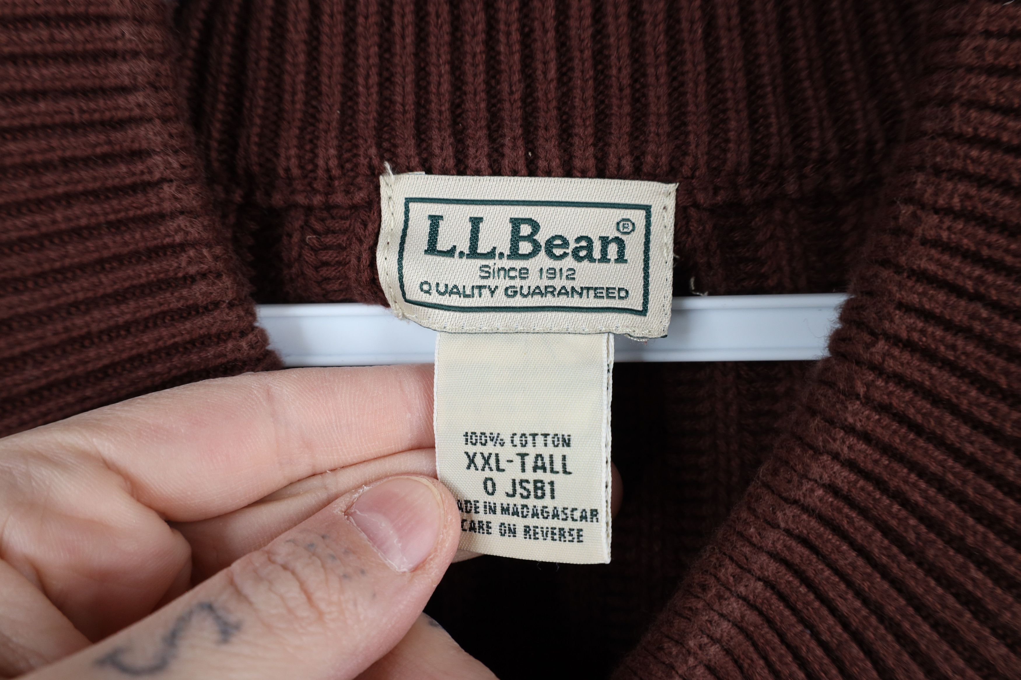 L.L. Bean × Vintage Vintage LL Bean Chunky Ribbed Knit Full Zip Sweater Burgundy Size US XXL / EU 58 / 5 - 8 Thumbnail