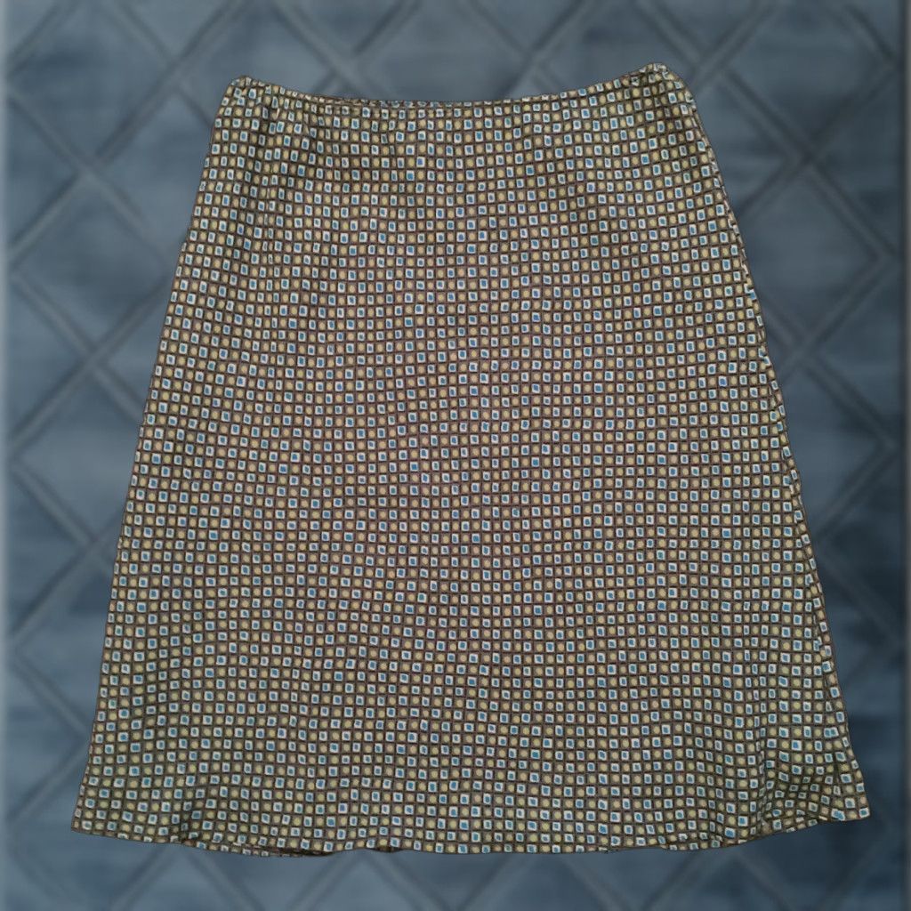 Worthington Worthington Skirt Knee Length A-Line Green Geometric 16 Elastic Waste Lined Polyester Womens Size 38" / US 16 / IT 52 - 1 Thumbnail