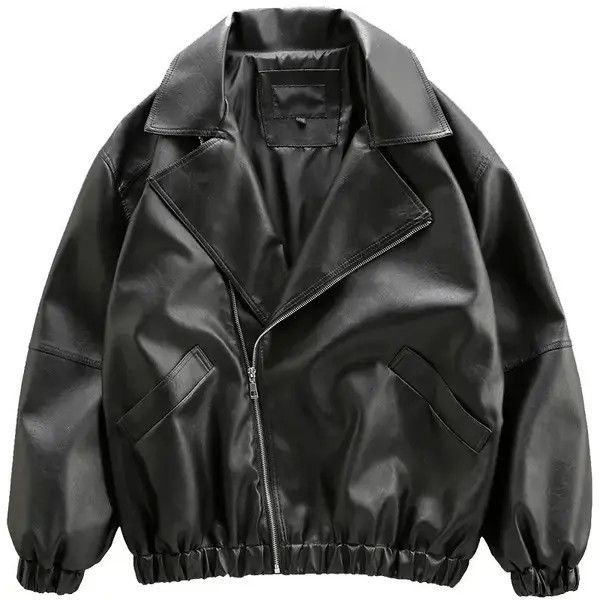 VIBE Oversized waterproof PU leather Jacket zipper loose y2k Size US L / EU 52-54 / 3 - 1 Thumbnail