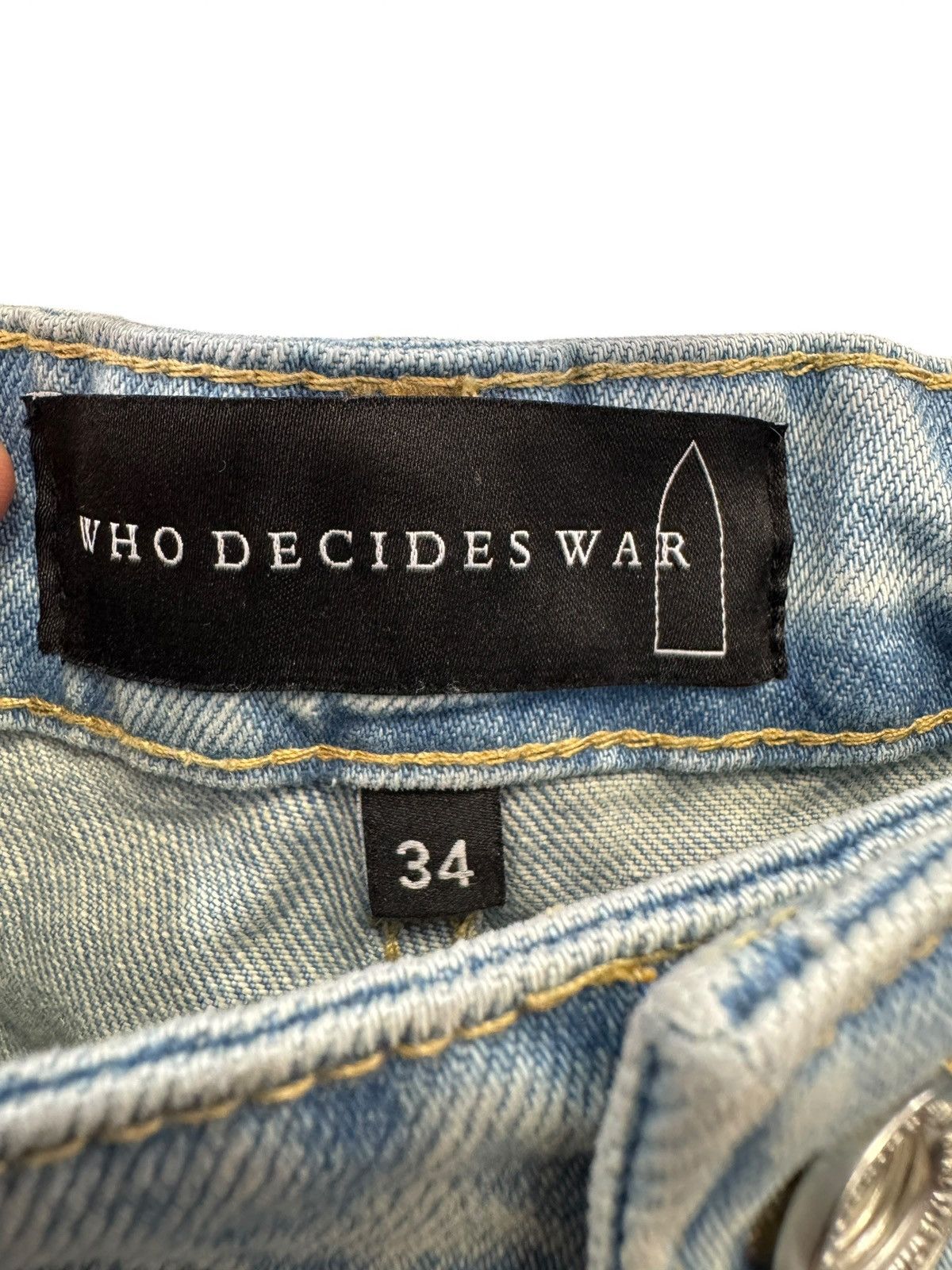 Who Decides War Who Decides War White Blue Denim Shorts Size US 34 / EU 50 - 4 Thumbnail
