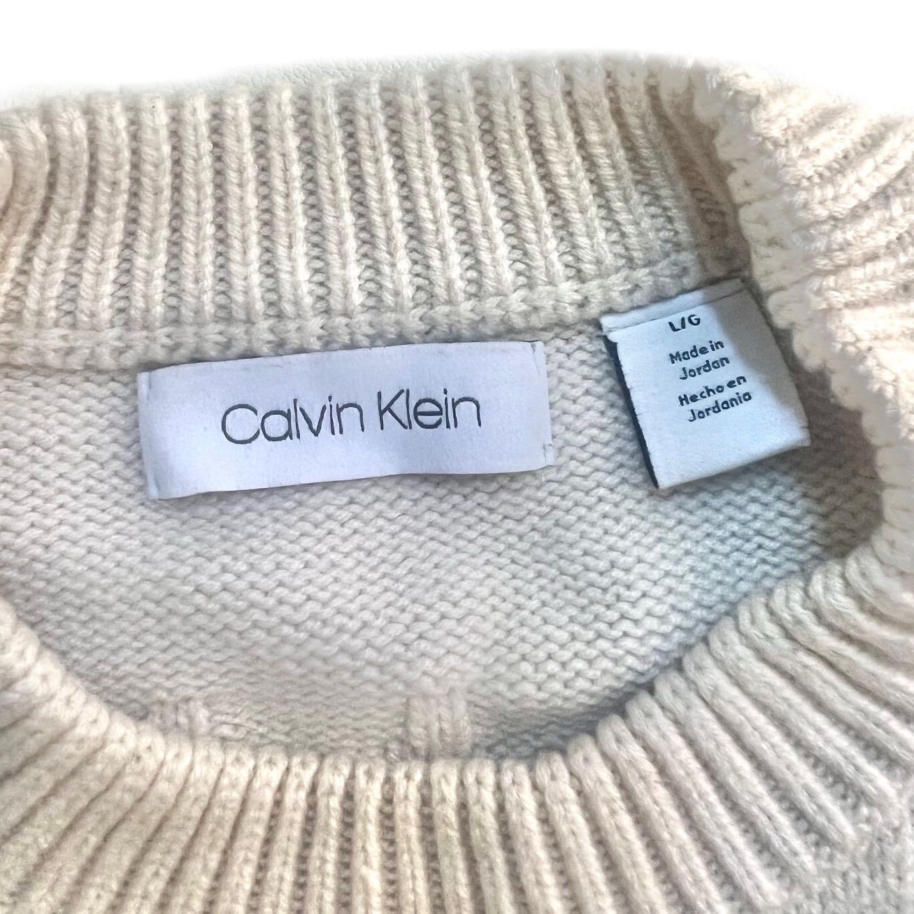 Calvin Klein CALVIN KLEIN rare wool knitted sweater cream white large L Size US L / EU 52-54 / 3 - 3 Thumbnail