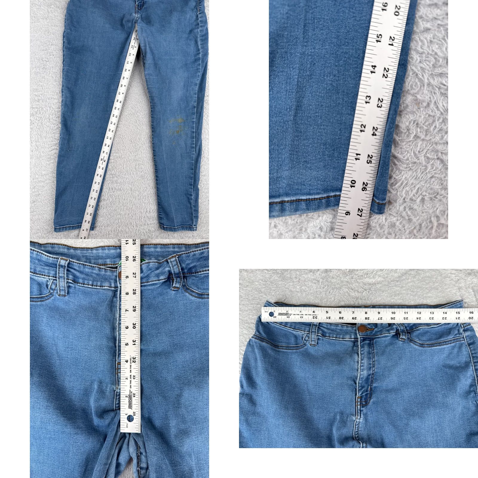 Denime dip Jeans Women 16 Blue Denim Skinny Mid Rise Distressed Stretch 34x27 Size 38" / US 16 / IT 52 - 8 Thumbnail