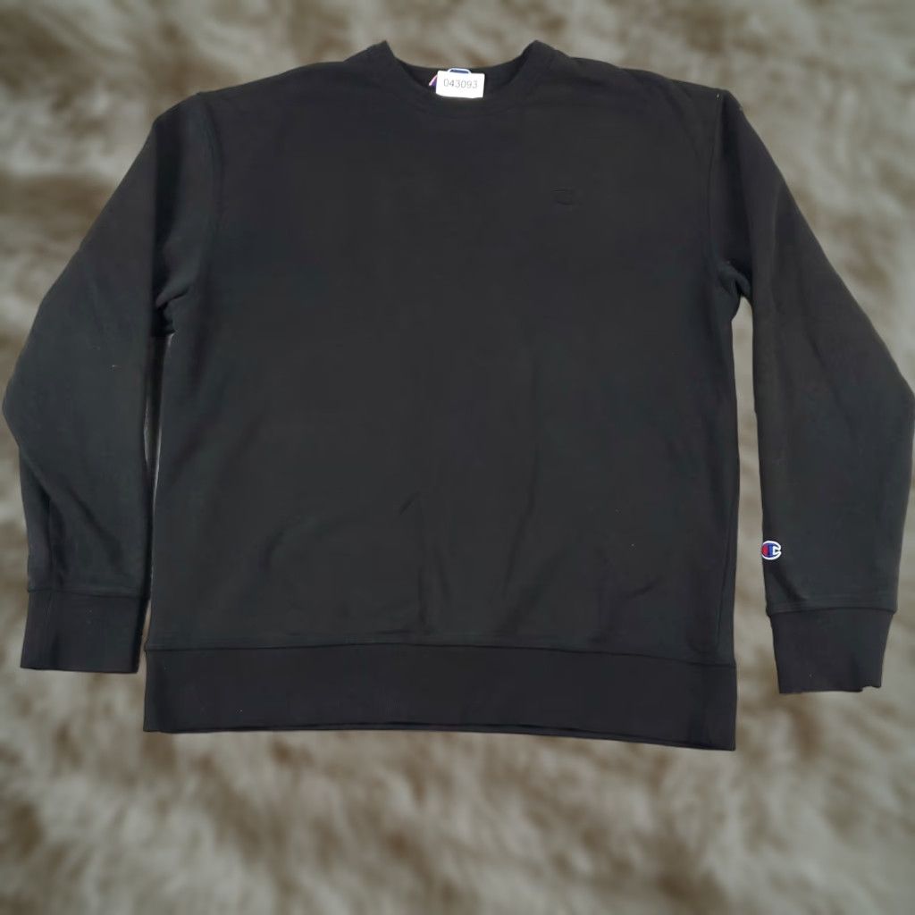 Champion VINTAGE Champion Men’s Large Black Pullover Sweatshirt Casual Crewneck Knit Logo Zipper Athletic Size US L / EU 52-54 / 3 - 1 Thumbnail