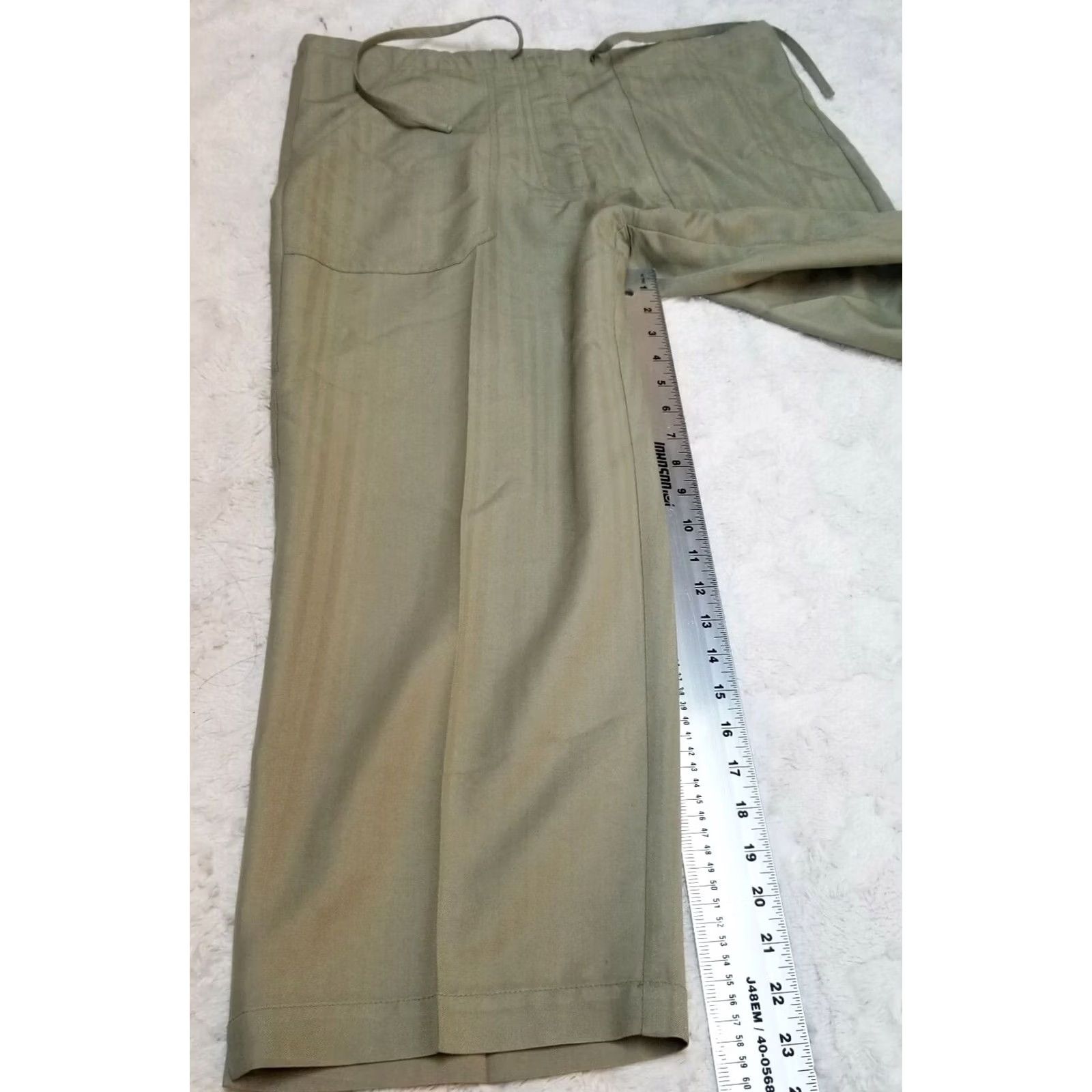 Vintage Caribbean Joe Womens Small Crop Pants High-Rise Drawstring Waist Pockets Green Capris Size 28" / US 6 / IT 42 - 6 Thumbnail
