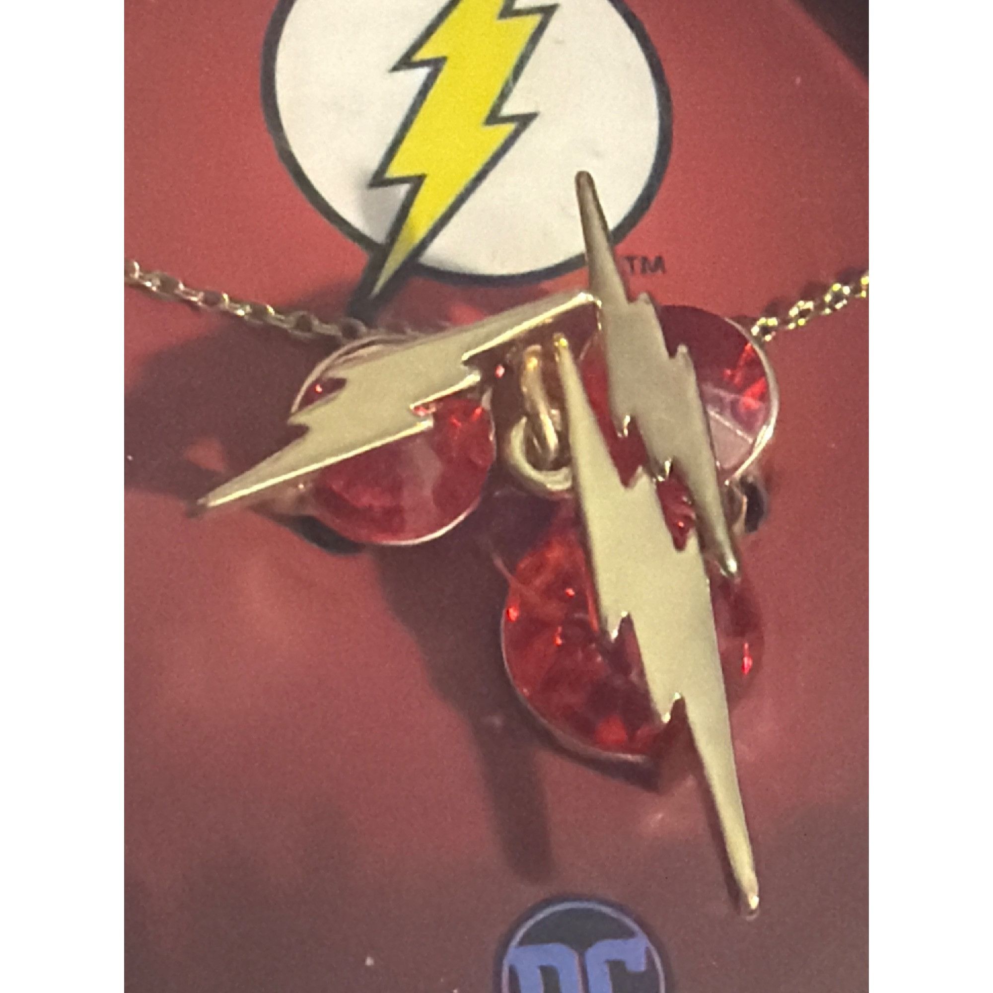 DC Comics The Flash Lightning Bolt Pendant Necklace Jewelry Set In Red Size ONE SIZE - 2 Thumbnail