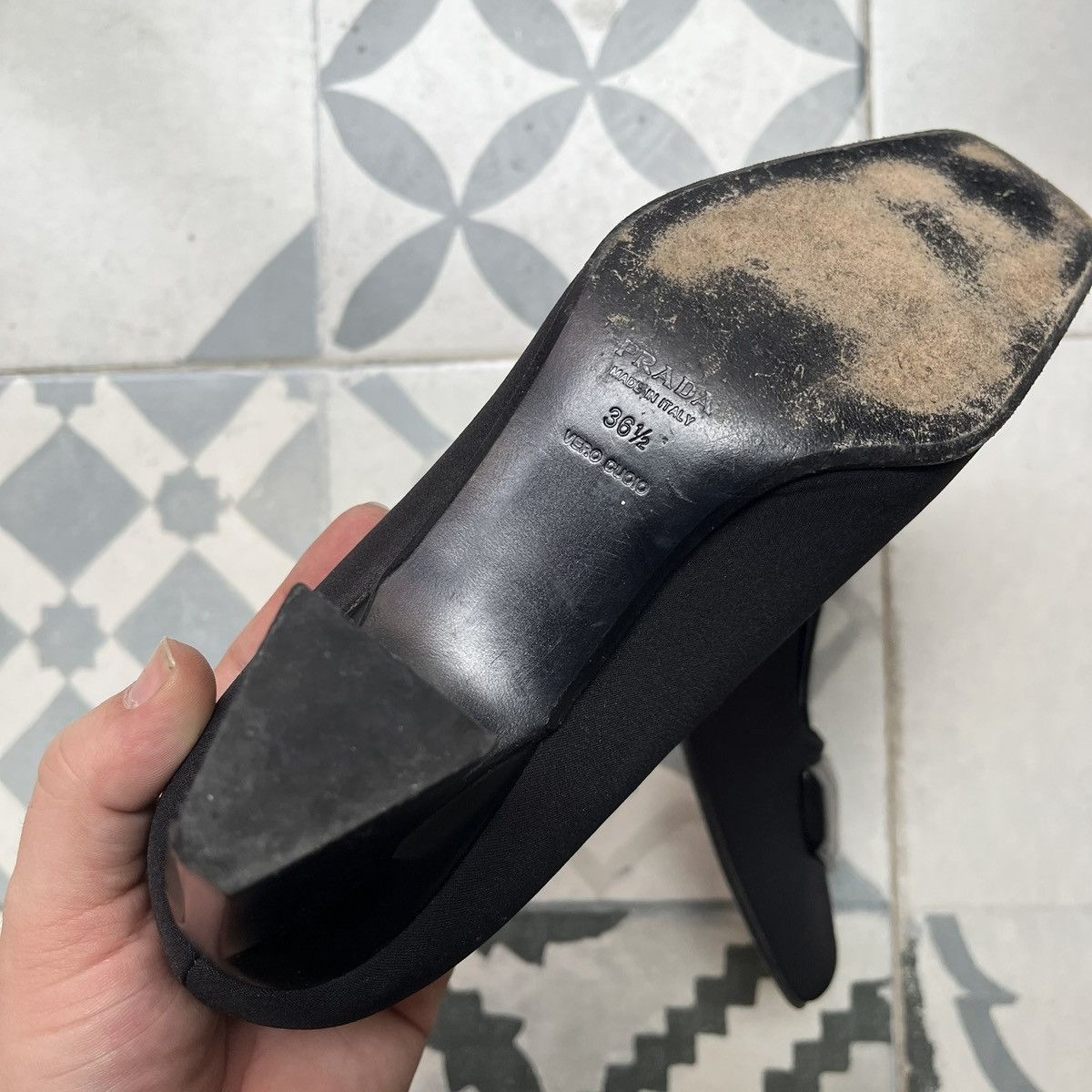Prada 90's Prada Square Toe Neoprene Heels Size US 6 / IT 36 - 8 Thumbnail