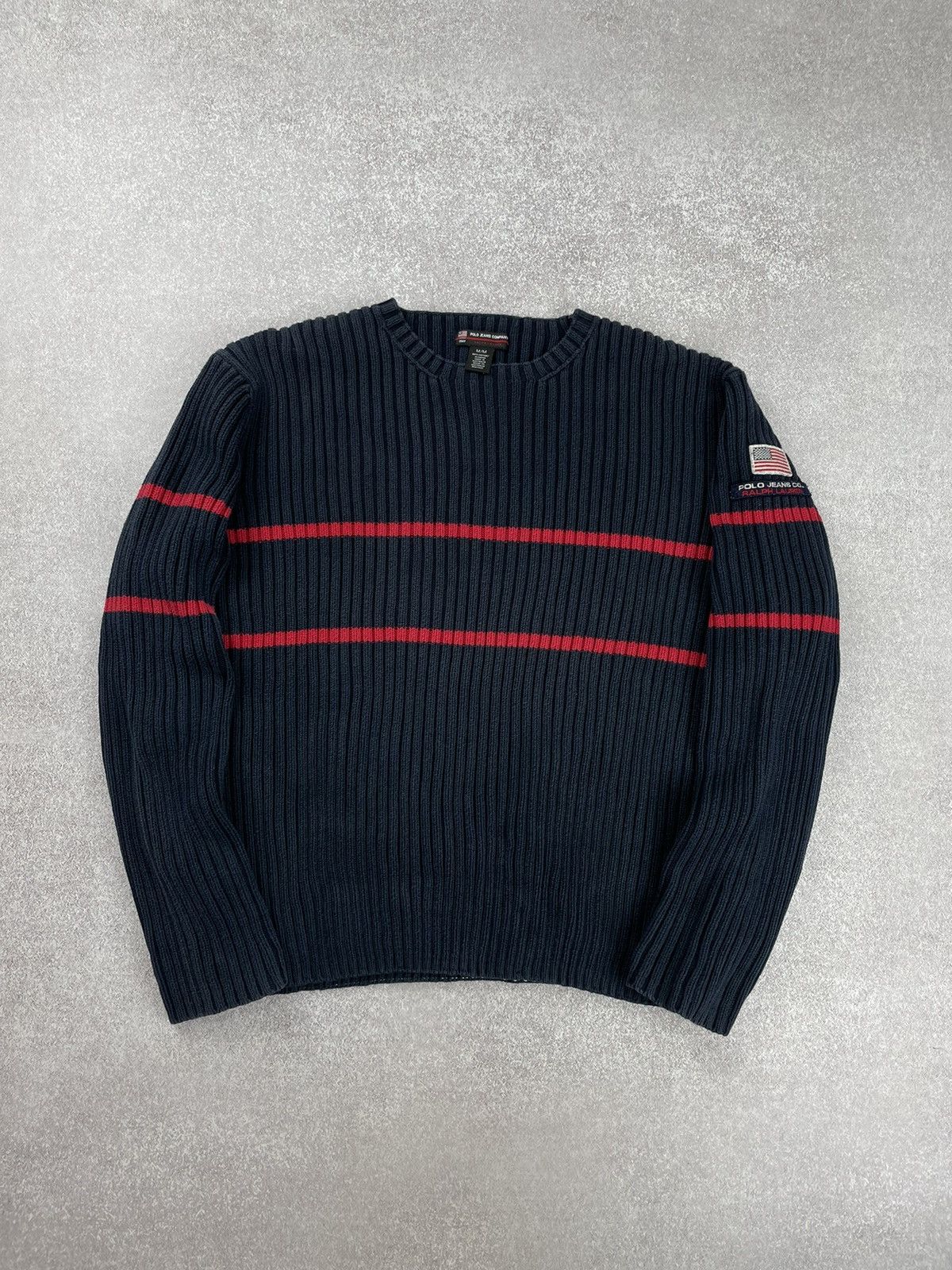 Polo Ralph Lauren × Ralph Lauren × Vintage Vintage Polo Jeans Company Ralph Lauren USA Flag Sweater Size US M / EU 48-50 / 2 - 1 Thumbnail