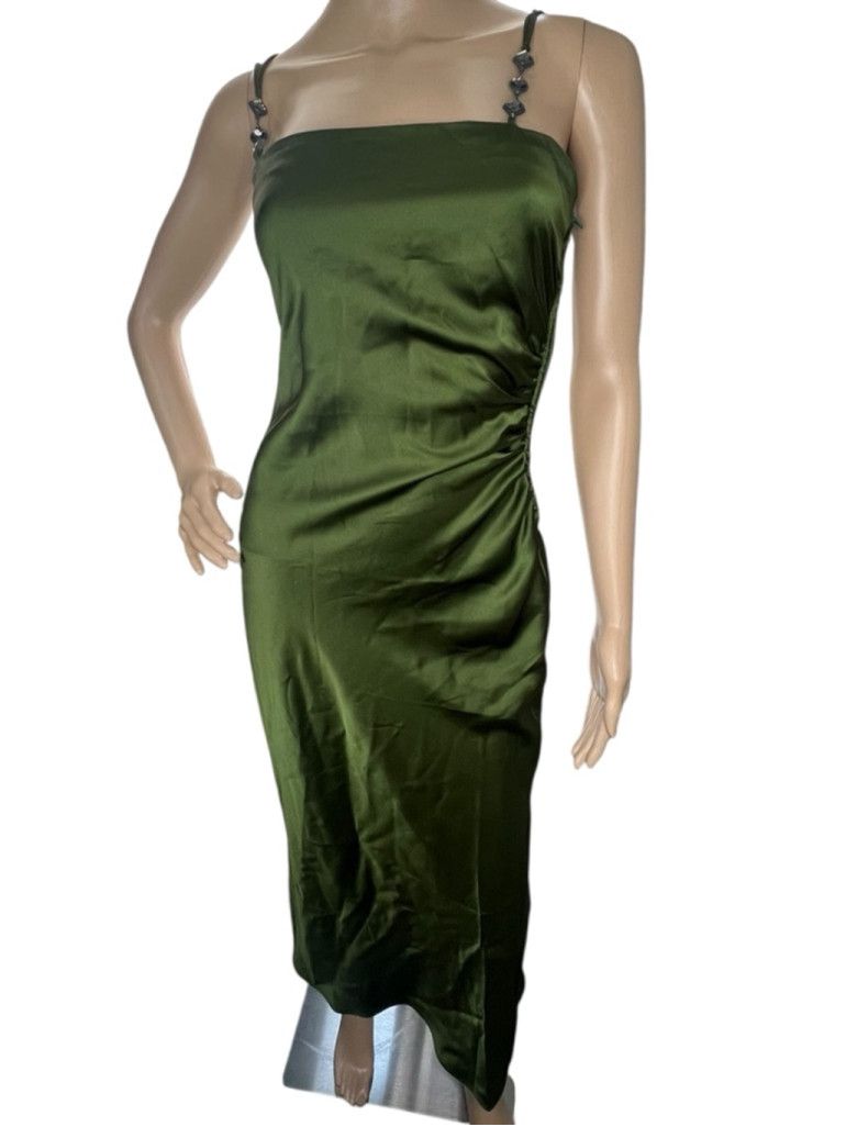 green satin slip dress zara Zara Women's Green Satin Slip Dress XS – Preworn