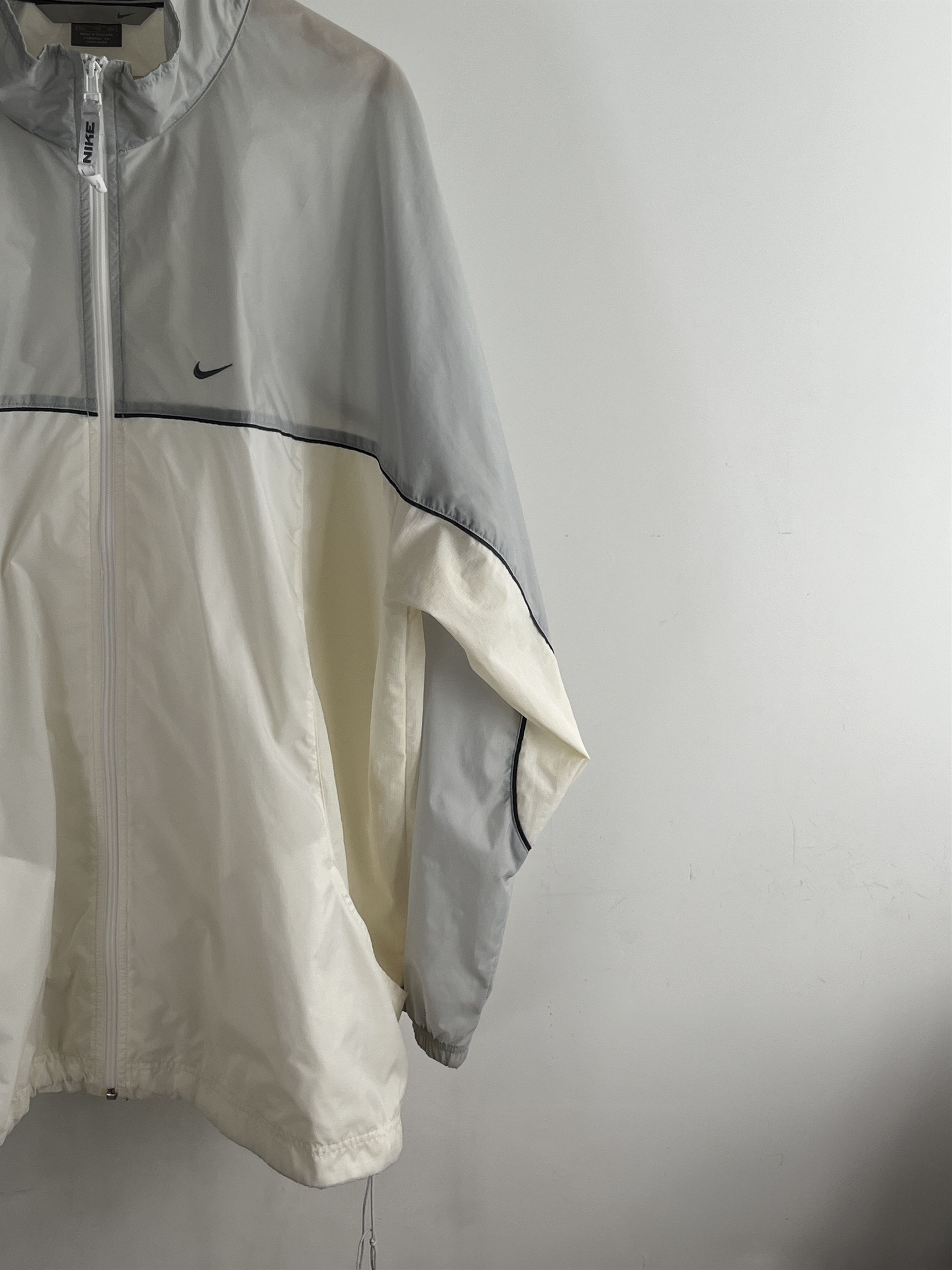 Nike × Vintage Nike Windbreaker Vintage Swoosh Zipper Cream Y2K Drill Size US XXL / EU 58 / 5 - 2 Thumbnail