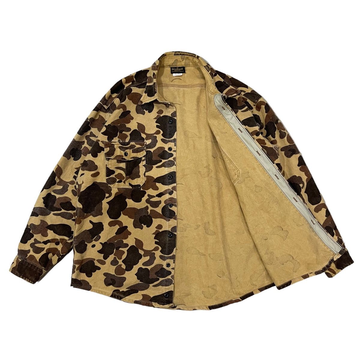 Vintage Vintage 90s Deerskin By Melton Shirt Co. Camo Button Jacket Size US XL / EU 56 / 4 - 3 Thumbnail