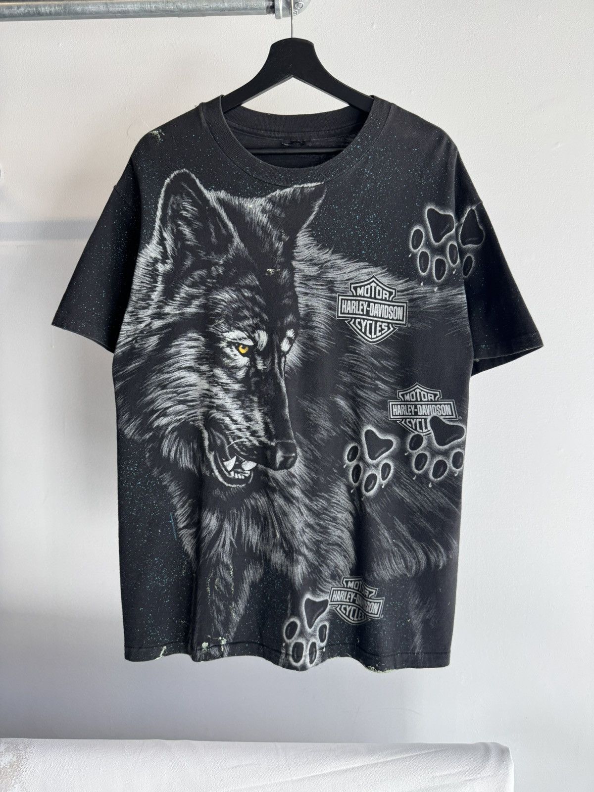 Harley Davidson Vintage 90’s Harley Davidson Wolf AOP tee Size US L / EU 52-54 / 3 - 1 Thumbnail