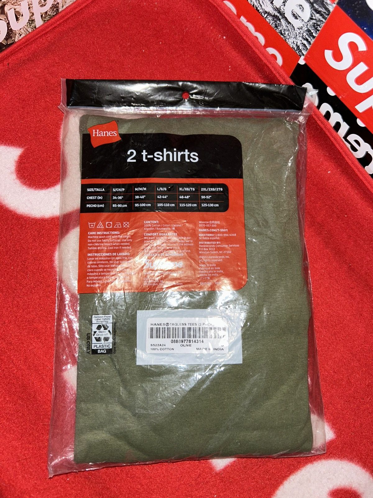 Supreme Supreme Hanes Tagless Tees SS22 Olive size Small NEW Size US S / EU 44-46 / 1 - 3 Thumbnail