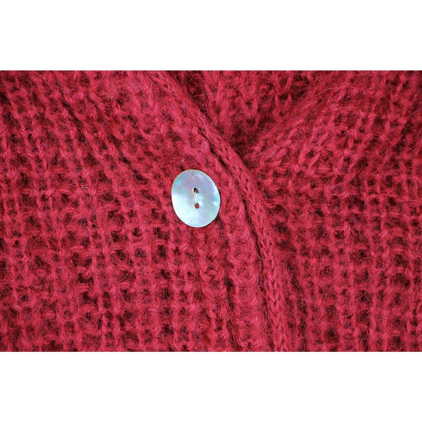 Other 90s Vintage Mohair Dark Red Knit Mohair Cardigan Sweater L Size L / US 10 / IT 46 - 8 Thumbnail