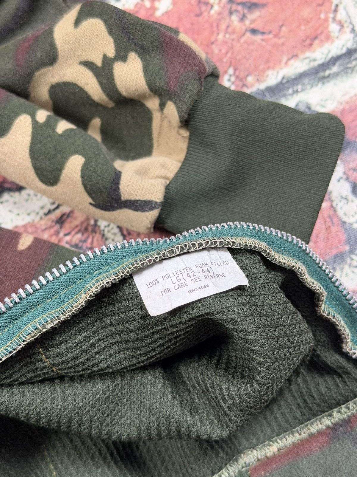 Other Vintage Camo Zip Up Hoodie Thermal Lined Sweatshirt Blank Size US L / EU 52-54 / 3 - 6 Thumbnail