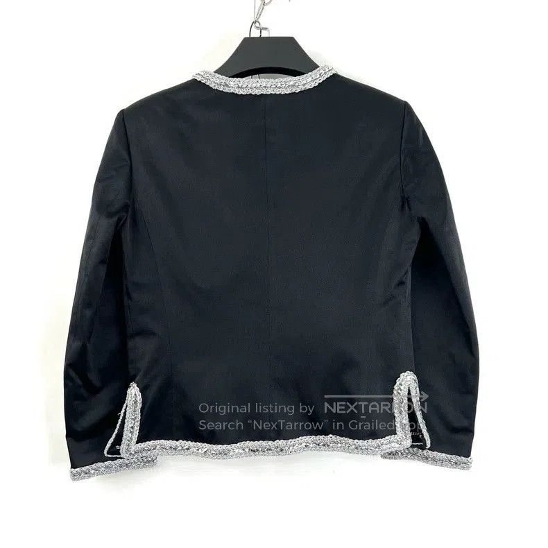 Chanel Chanel Black Silver Satin Coat. Size US XS / EU 42 / 0 - 3 Thumbnail