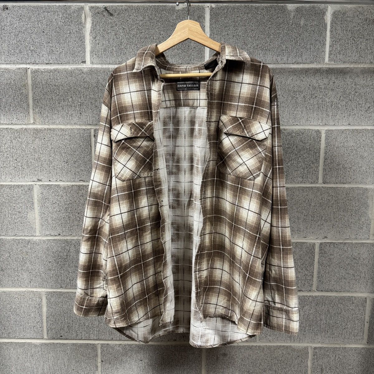 Faded Brown Plaid Flannel Shirt ERD Grunge Chrome Thrashed