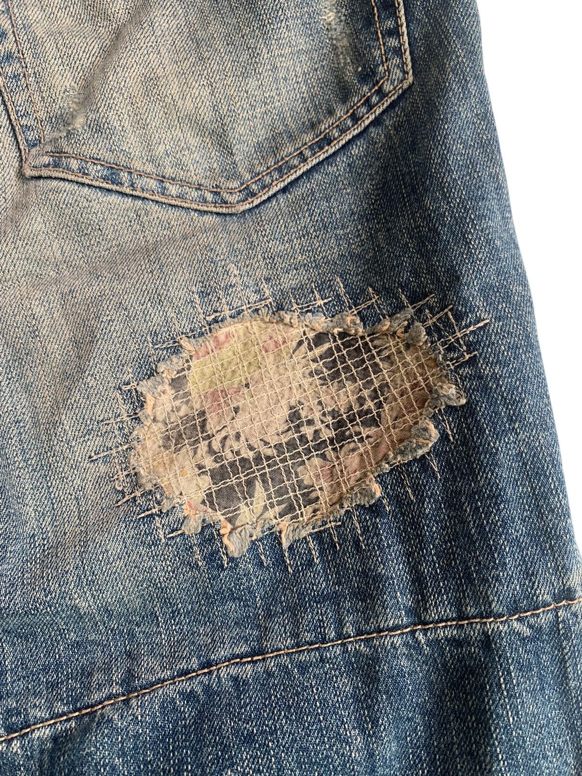 Japanese Brand PPFM Double Waist Distressed Washed Denim Size US 34 / EU 50 - 11 Thumbnail