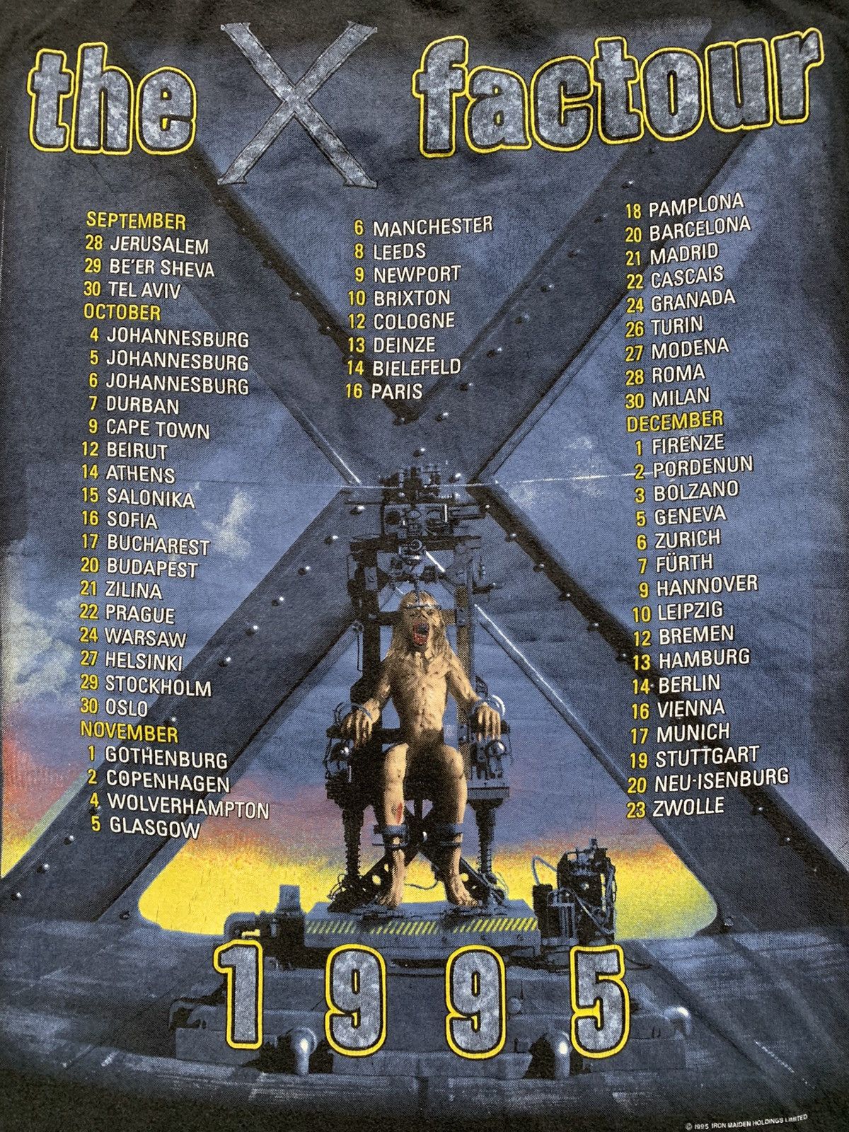 Band Tees 1995 Iron Maiden The X Factour Faded Tee Size US XL / EU 56 / 4 - 4 Thumbnail