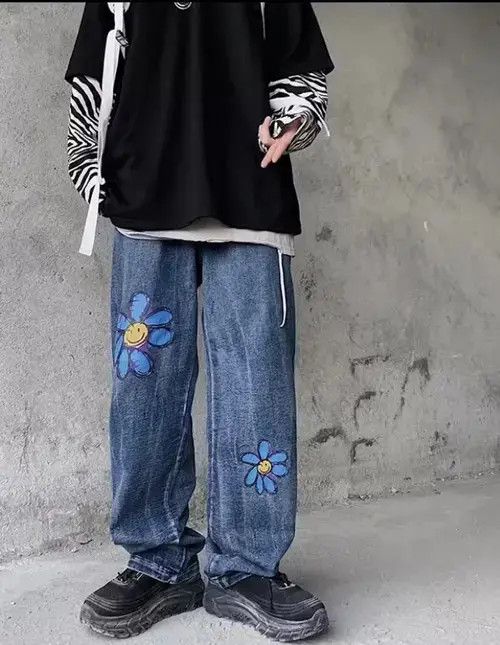 Japanese Brand × Vintage Flowers denim jeans streetwear Size US 32 / EU 48 - 1 Thumbnail