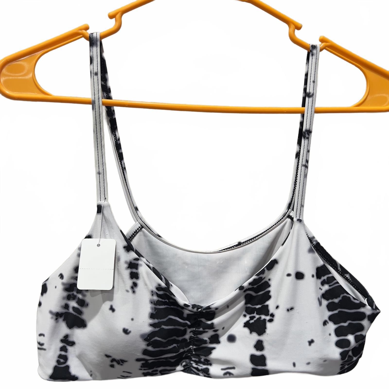 Other Black and White Tie-Dye Sports Bra with Adjustable Straps Size ONE SIZE - 1 Thumbnail