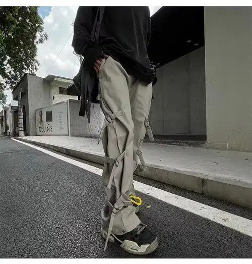 Gray Design Trousers Men's Straight Trousers Loose