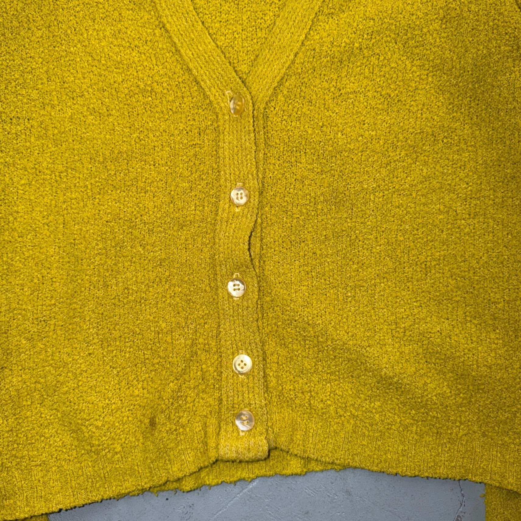 Jantzen VTG 60s Jantzen Wool Cardigan Sweater 1960s 38 USA Mohair Campus Rockabilly Yellow Mens Womens Boys Girls Size US M / EU 48-50 / 2 - 2 Thumbnail