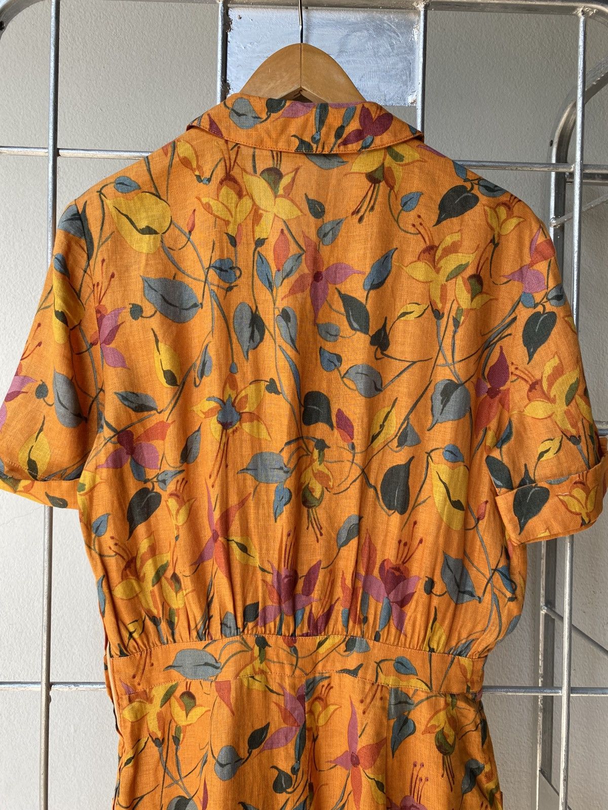 Valentino VALENTINO GARAVANI Orange Floral Button-Down Dress Size S / US 4 / IT 40 - 16 Thumbnail